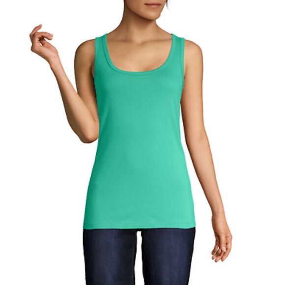 ST. JOHN'S BAY Scoop Neck Cotton Essential Tank Top Blouse Shirt in Mint Green - Picture 3 of 3